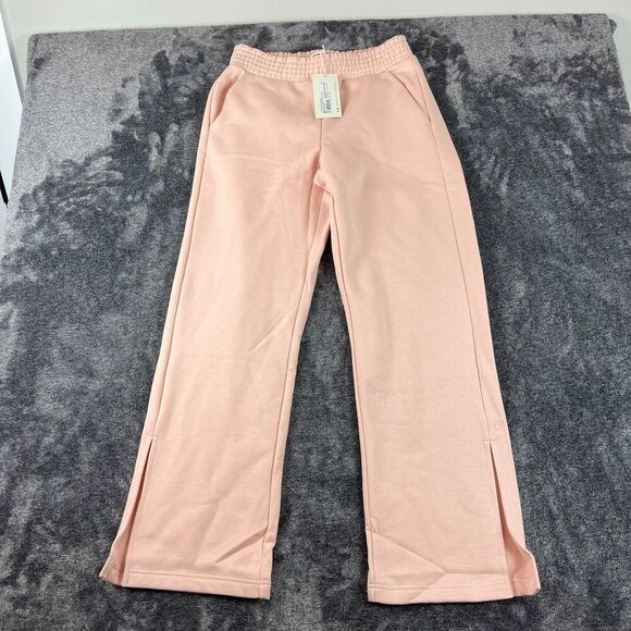 Pact Courtside Fleece Split Ankle Wide Leg Sweatpants Blush Posey Women's M NWT - Picture 1 of 10